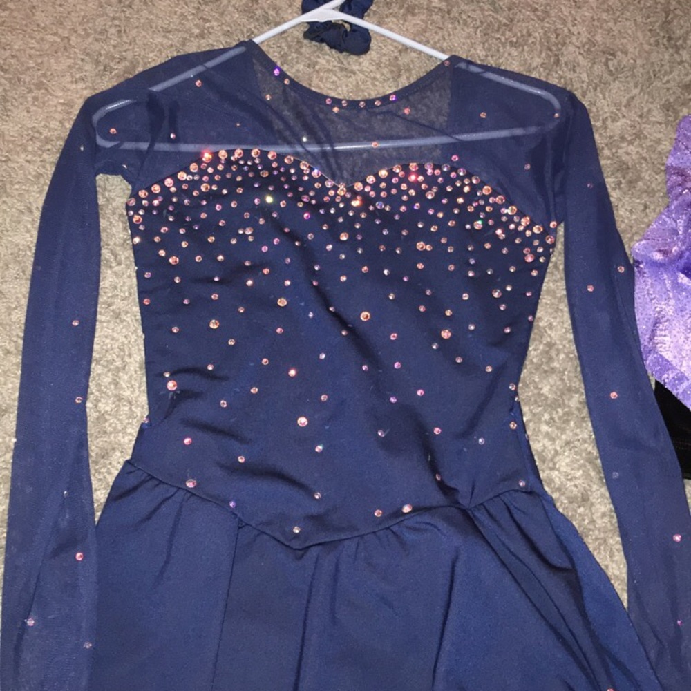 blue figure skating dress.